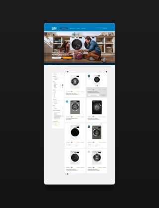 The Beko UK website product grid page